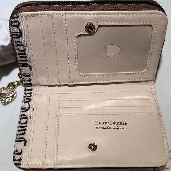 JUICY COUTURE Zip top Wallet, Brown/Pink Emblem - Picture 2 of 9